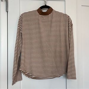 Striped Long Sleeve Turtleneck Top - Size Small